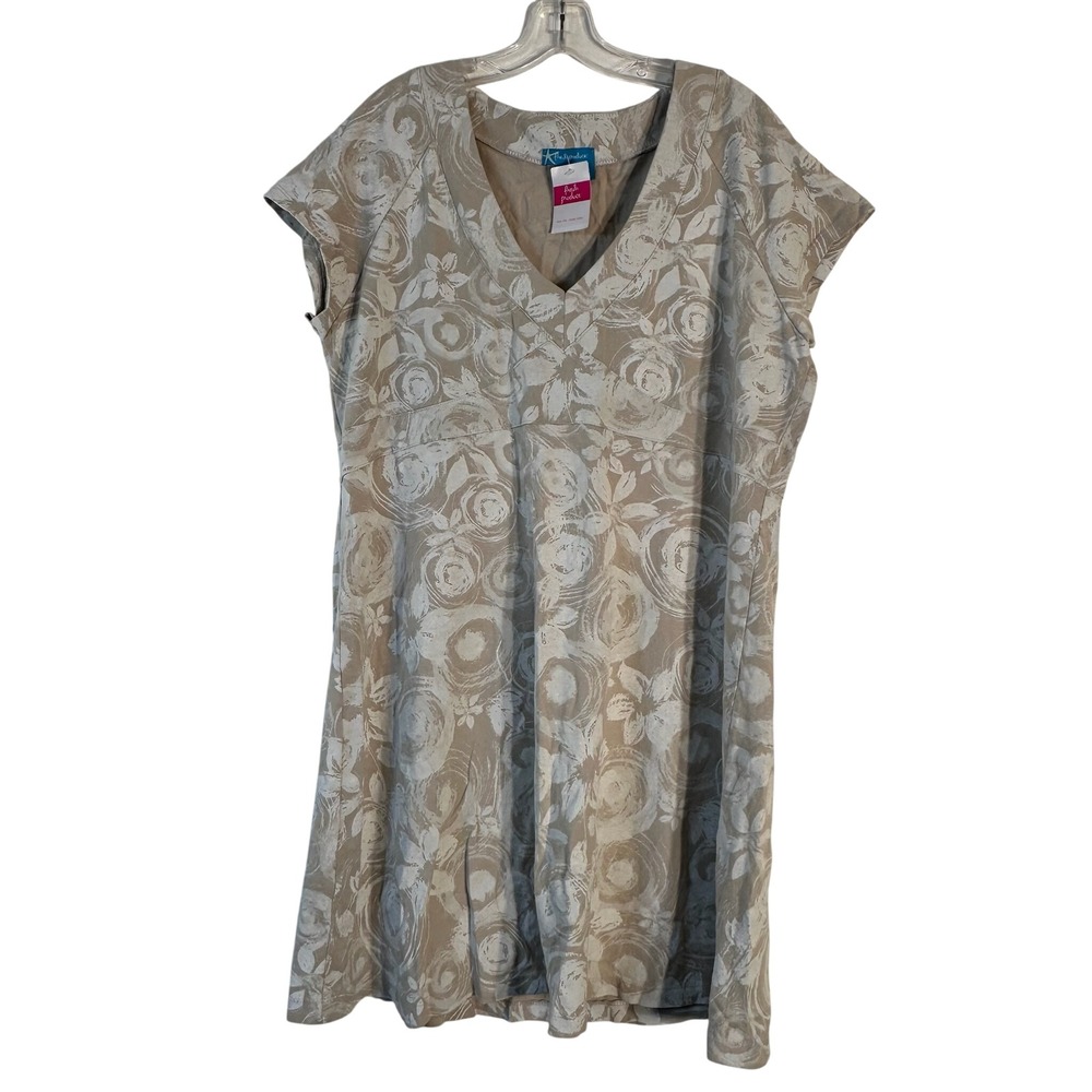 Fresh Produce Breezy Flower Stroll Dress XXL‎ Natural Beige Cotton V-Neck 21662